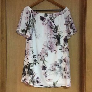 LuLus Floral Off the Shoulder Dress in Medium